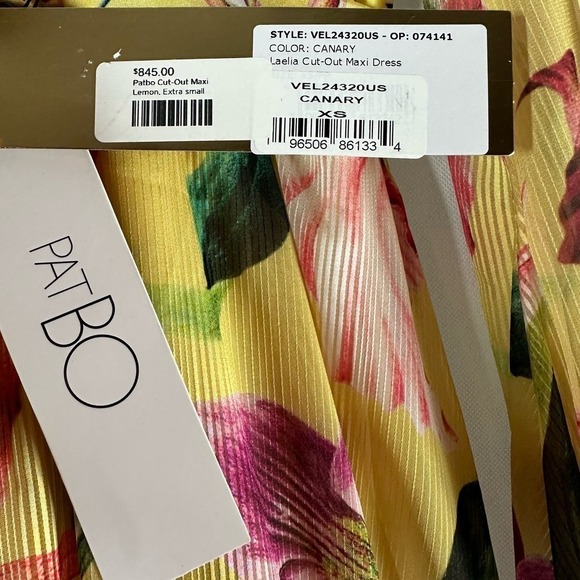 PatBO Laelia Cut Out Floral Maxi Dress Size XS Canary - Picture 5 of 13